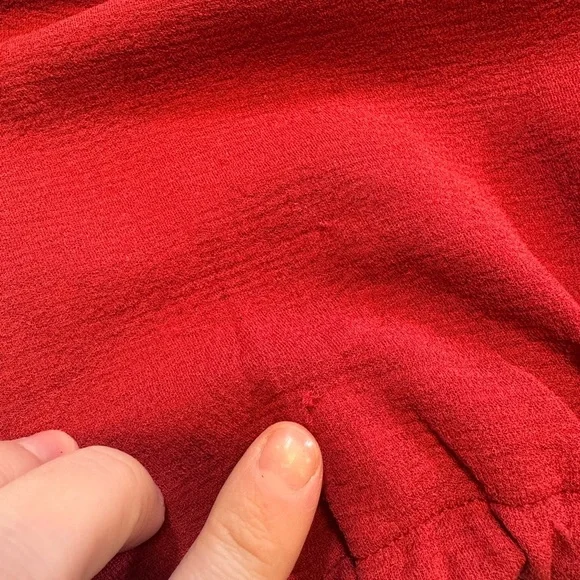 Madewell Texture & Thread Red V-Neck Wrap Blouse - Picture 11 of 11